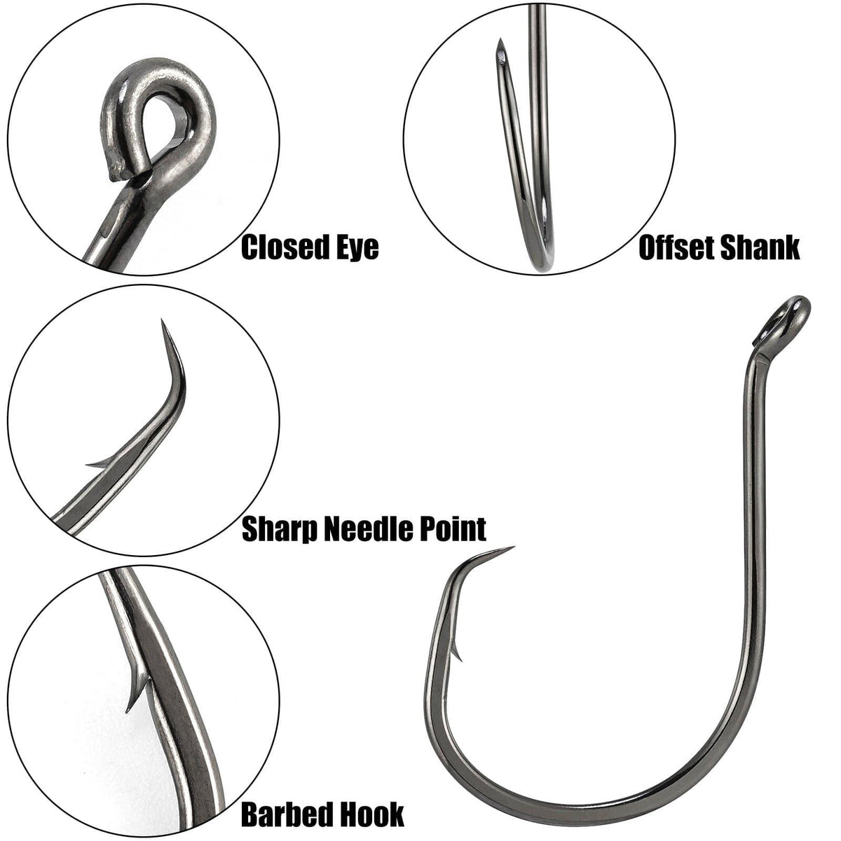 Dr.Fish 100pcs Offset Octopus Hooks #8 to 10/0 - Dr.Fish Tackles