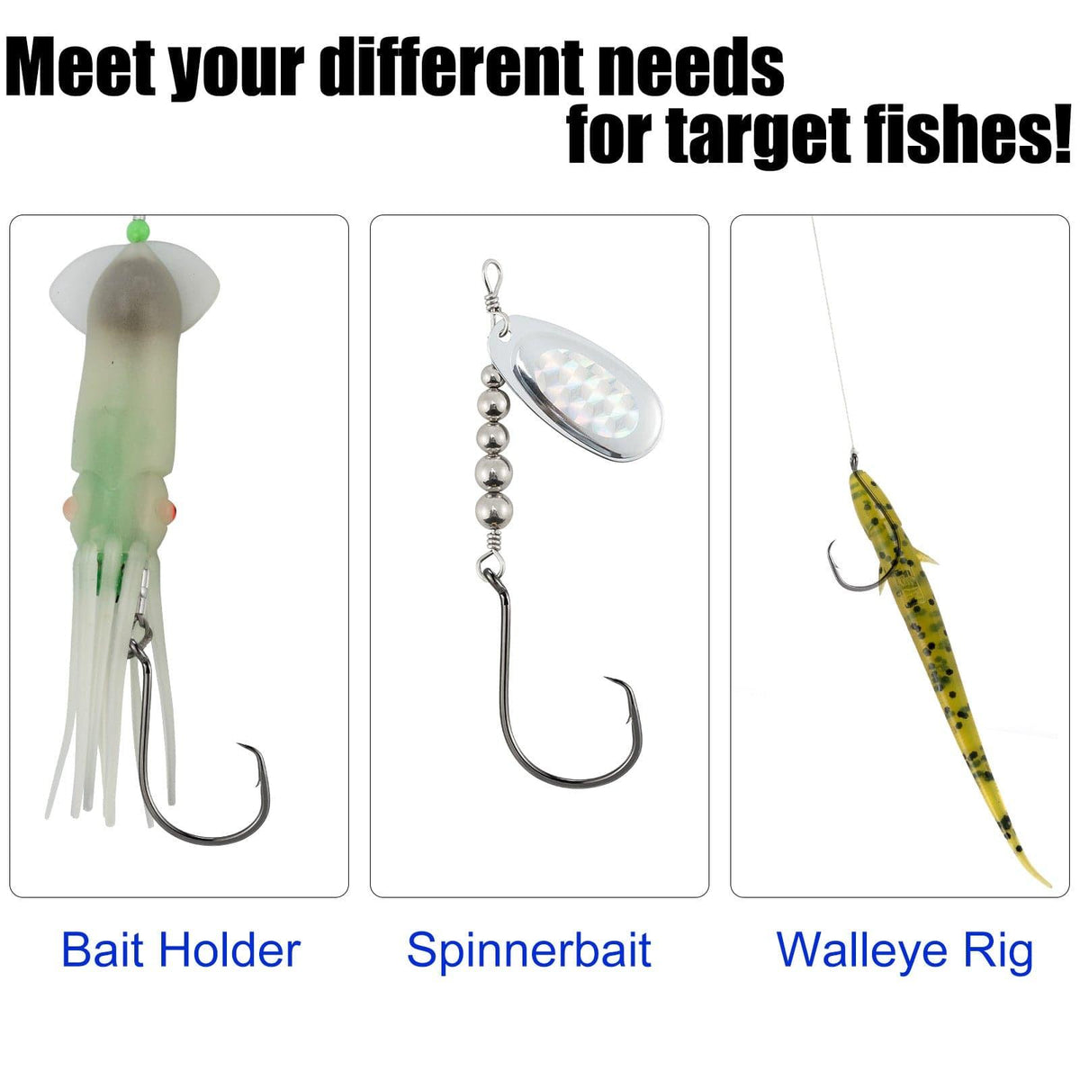 Dr.Fish 100pcs Offset Octopus Hooks #8 to 10/0 - Dr.Fish Tackles