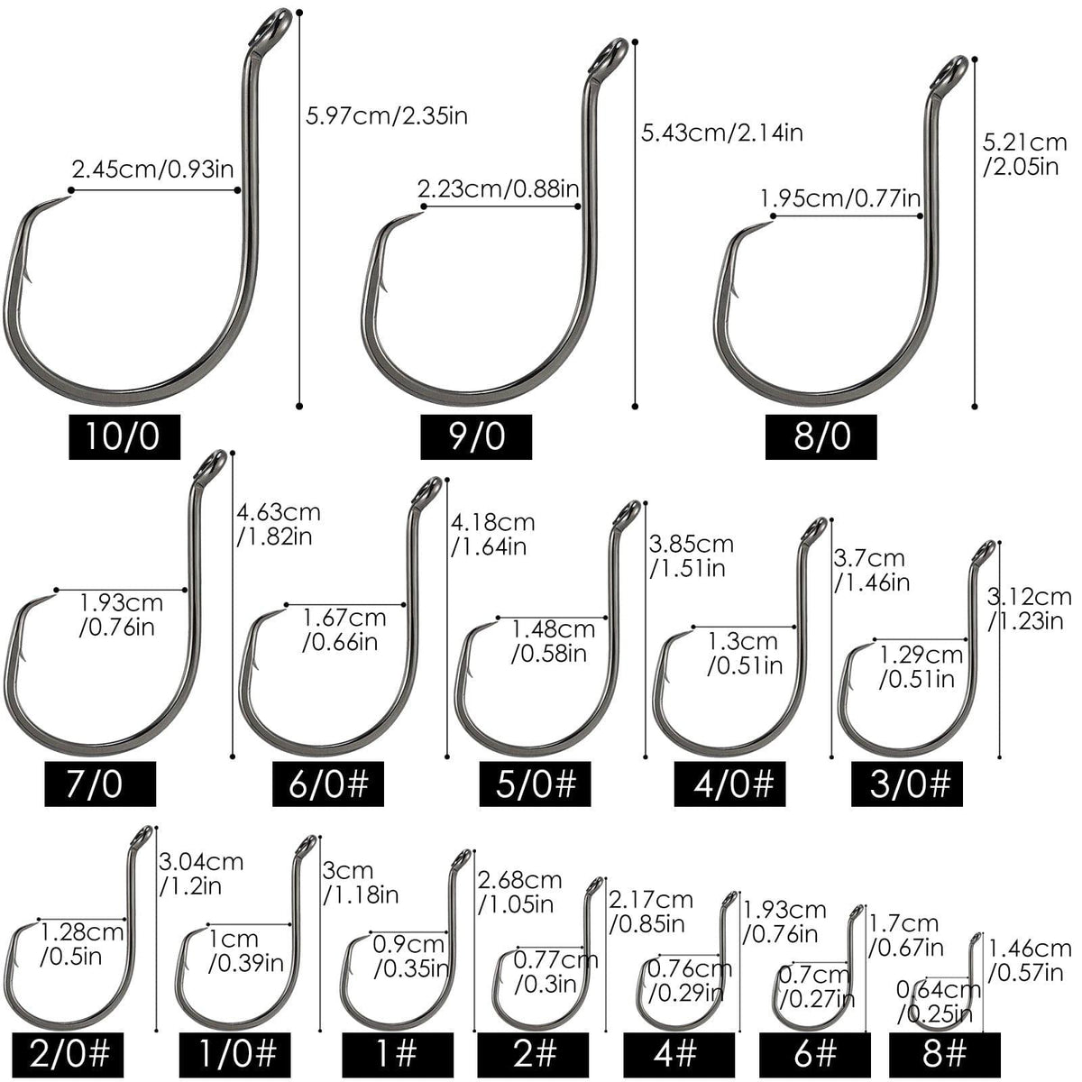 Dr.Fish 100pcs Offset Octopus Hooks #8 to 10/0 - Dr.Fish Tackles