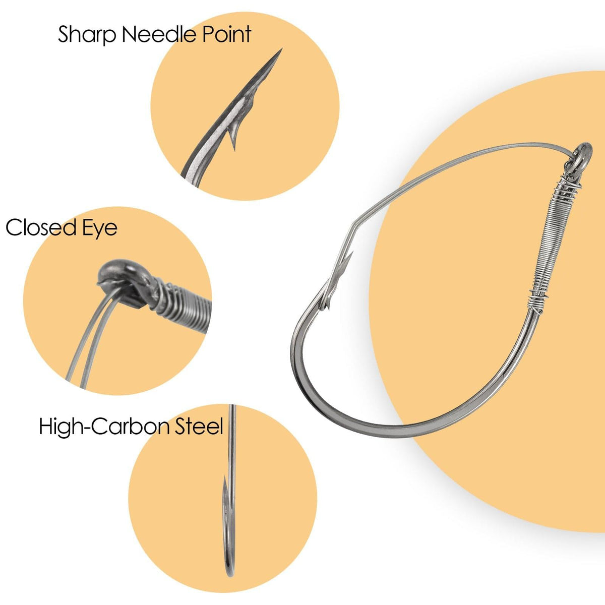 Dr.Fish 30pcs Weedless Worm Hooks #4 to 2/0 - Dr.Fish Tackles