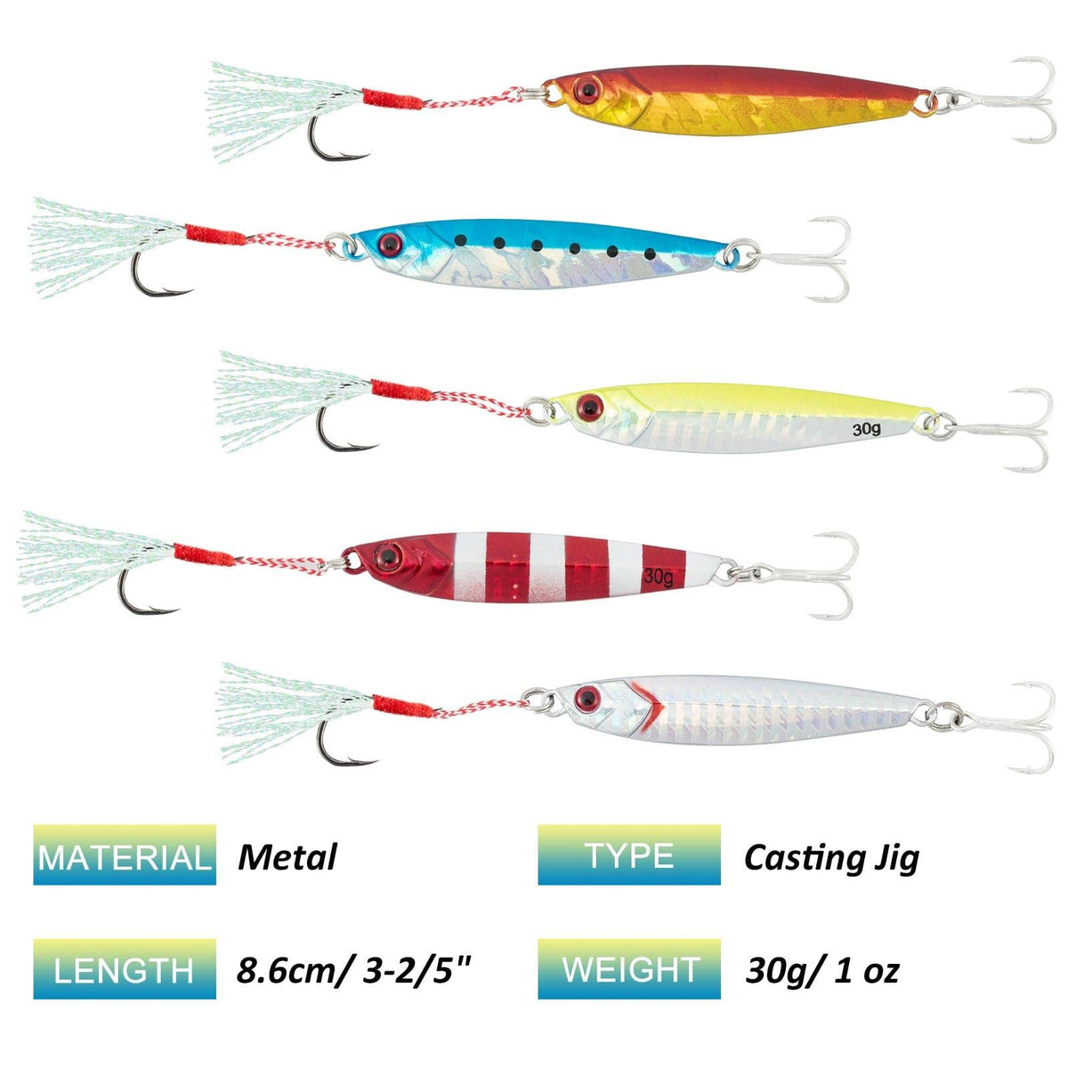 Dr.Fish Metal Jig with Assist Hook 1oz - Dr.Fish Tackles