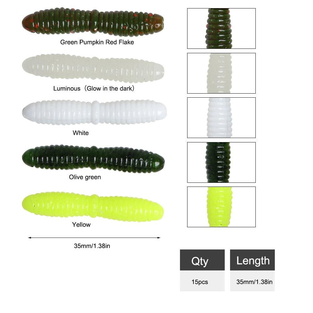 Dr.Fish 15pcs Ice Fishing Soft Worms 1.38'' - Dr.Fish Tackles