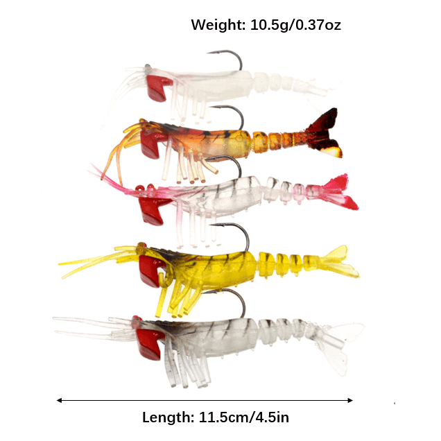 Dr.Fish 5pcs Pre-jigged Soft Shrimp Lures - Dr.Fish Tackles
