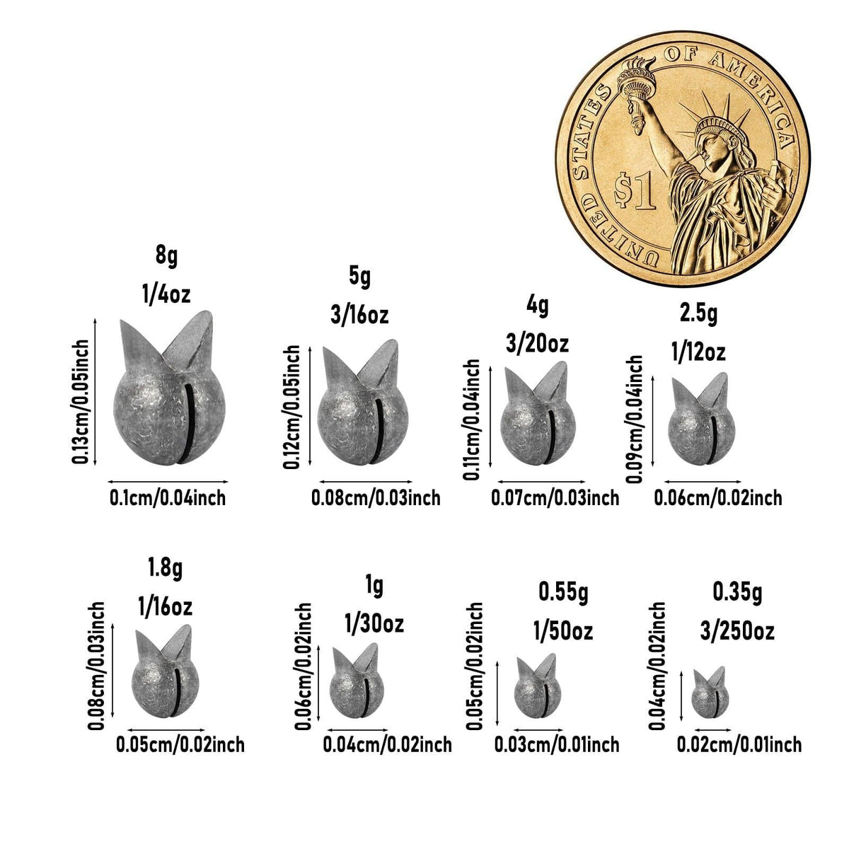 Dr.Fish 100pcs Split Shot Weights 3/250 to 3/20oz - Dr.Fish Tackles
