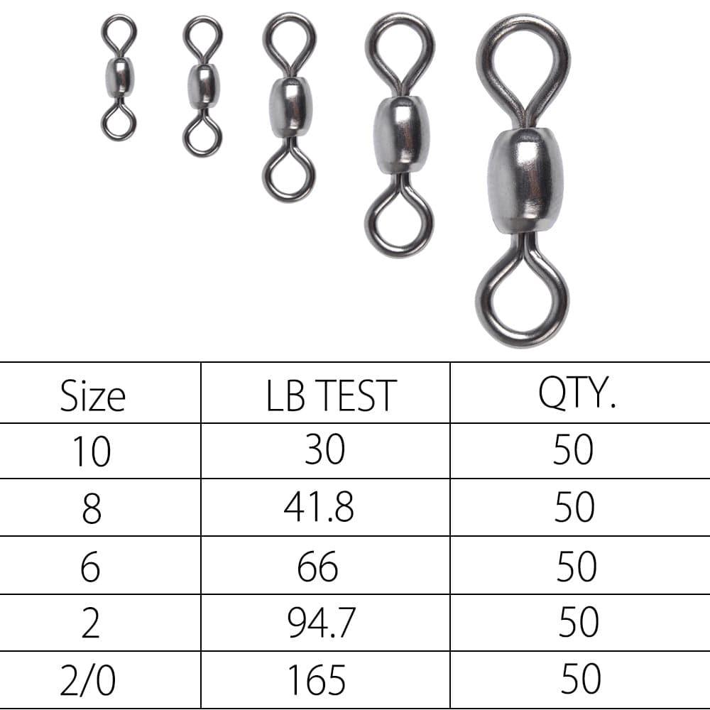 Dr.Fish 50pcs Barrel Swivels 30-165lb - Dr.Fish Tackles
