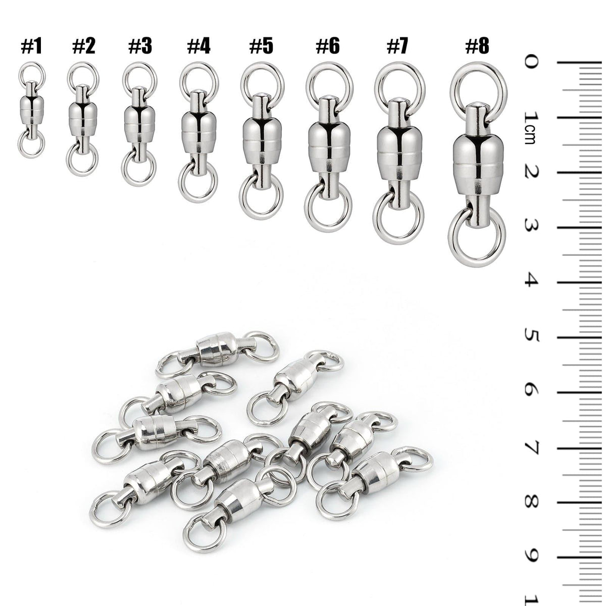 Dr.Fish 20pcs Dual Spinning Ball Bearing Swivels 65-530lb