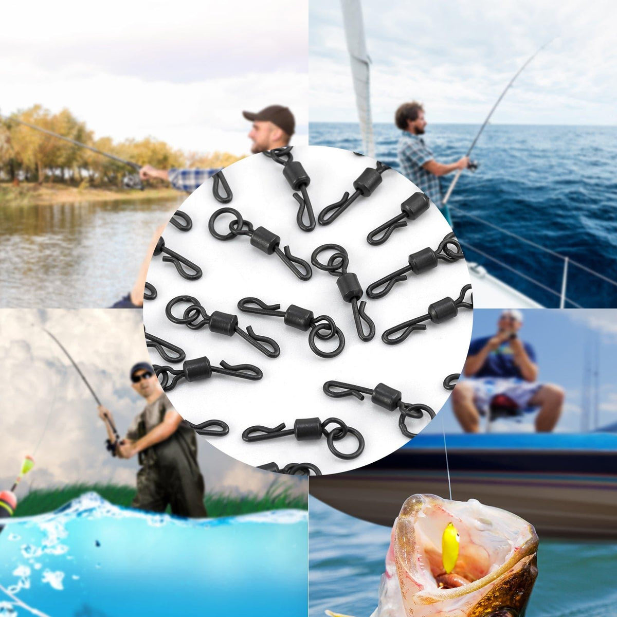 Dr.Fish 50pcs Q-shaped Swivels with Rings - Dr.Fish Tackles