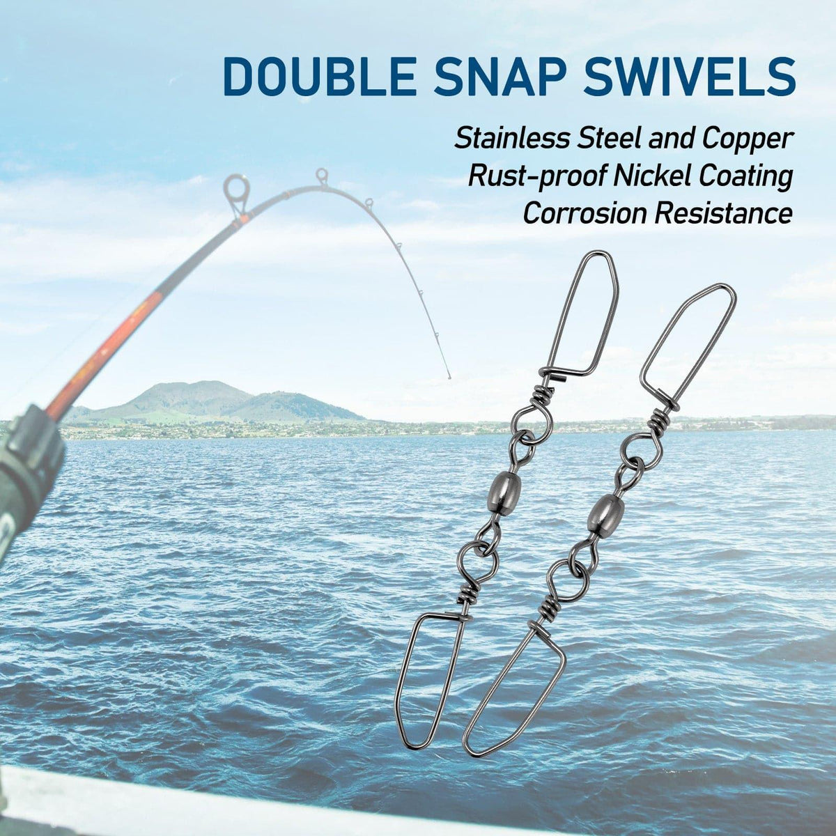 Dr.Fish 20pcs Double Snaps Swivel 37-220lb - Dr.Fish Tackles