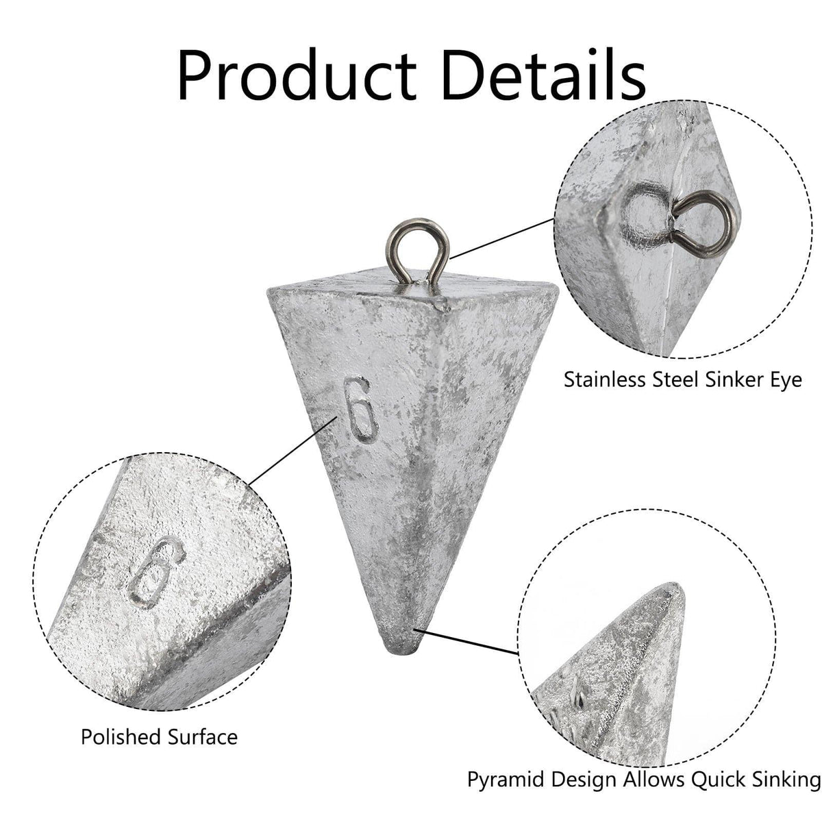 Dr.Fish 5pcs Pyramid Sinkers 1 to 8oz - Dr.Fish Tackles