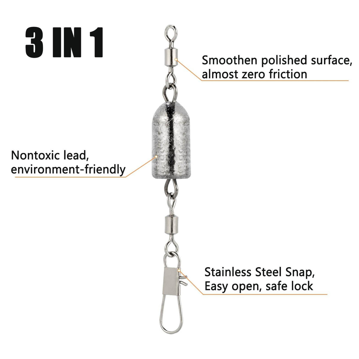 Dr.Fish Weighted Swivel Snap 3/10oz-1/2oz - Dr.Fish Tackles