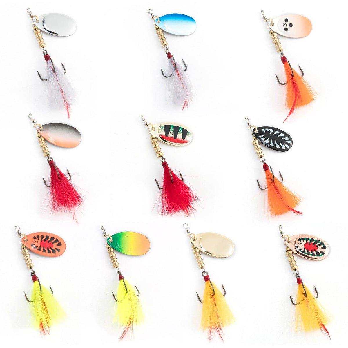 Dr.Fish 10pcs Foxtail Teaser Spinners Lures Kit - Dr.Fish Tackles