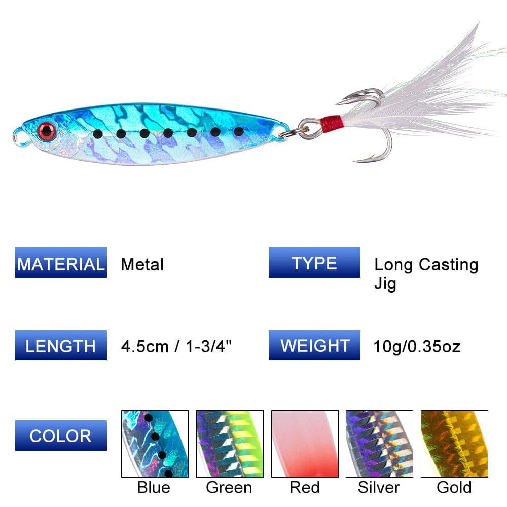 Dr.Fish 5pcs Long Casting Metal Jigs 0.35-2.12oz - Dr.Fish Tackles