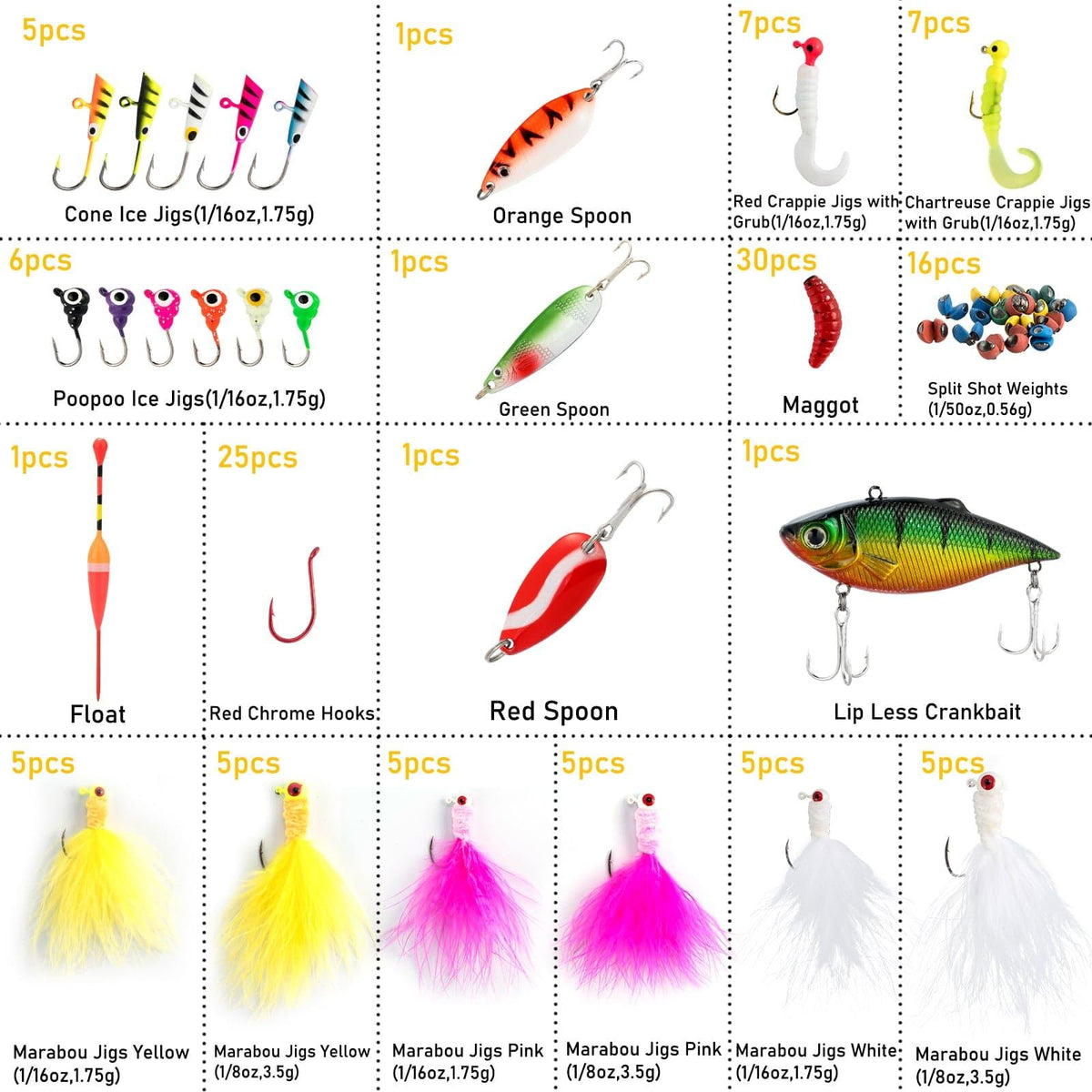 Dr.Fish 132pcs Ice Fishing Lures Kit - Dr.Fish Tackles