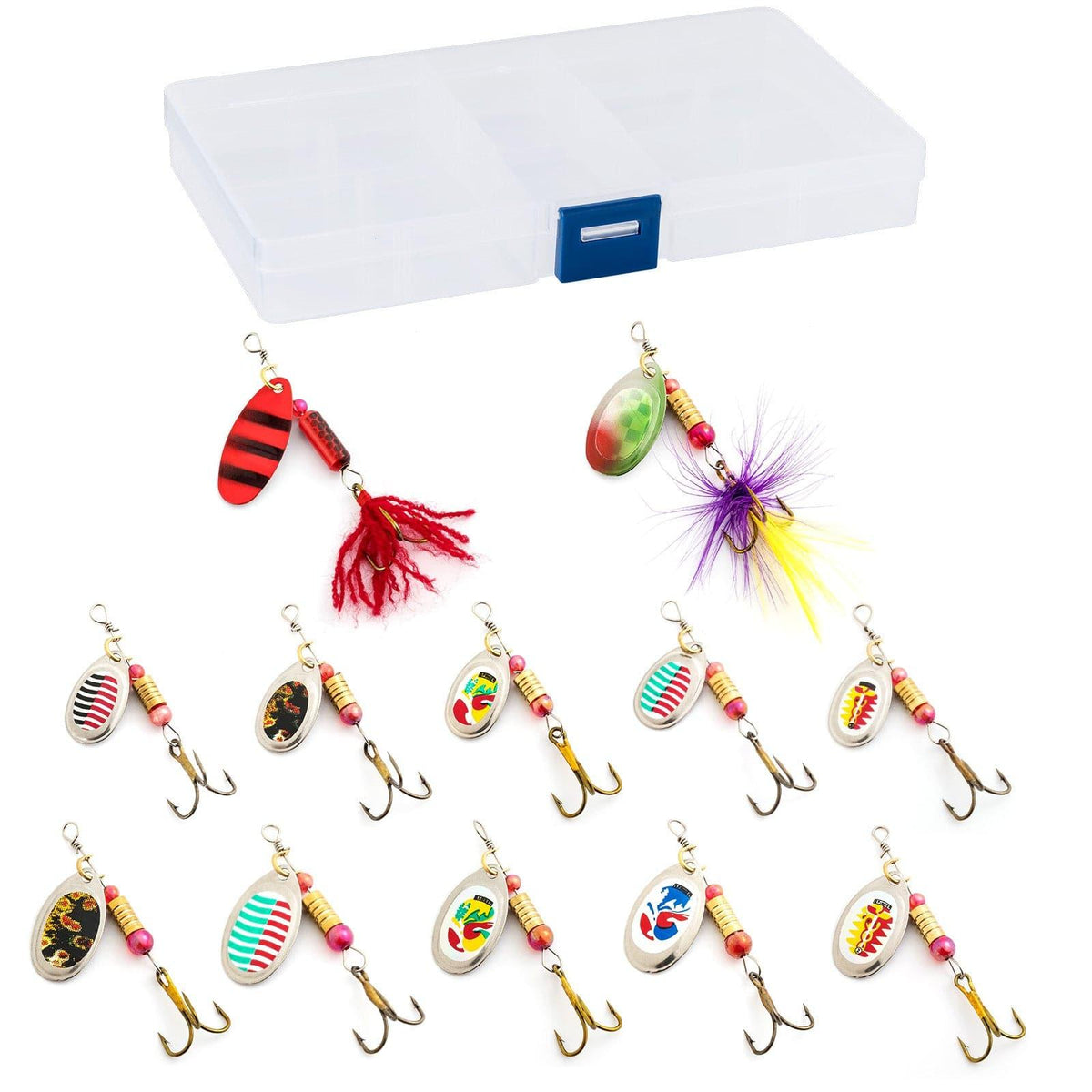 Dr.Fish 12pcs Inline Spinner Lures Kit - N2 - Dr.Fish Tackles