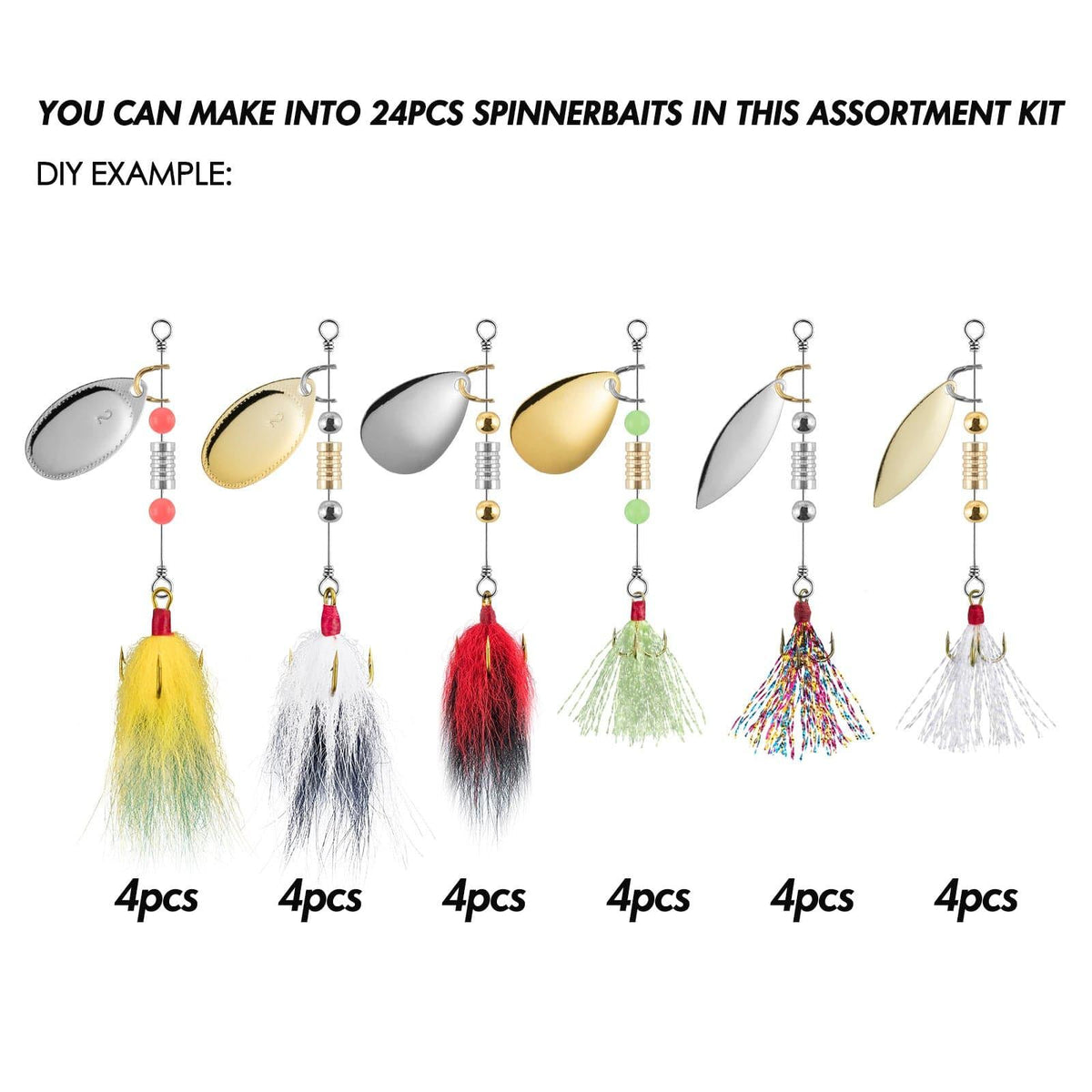 Dr.Fish 168pcs Rooster Tail Spinner Making Kit