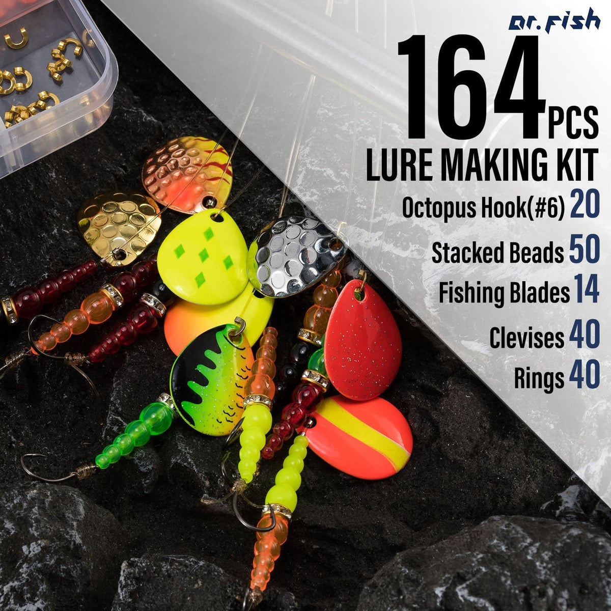 Dr.Fish 164pcs Inline Spinner Rig Making Kit - Dr.Fish Tackles