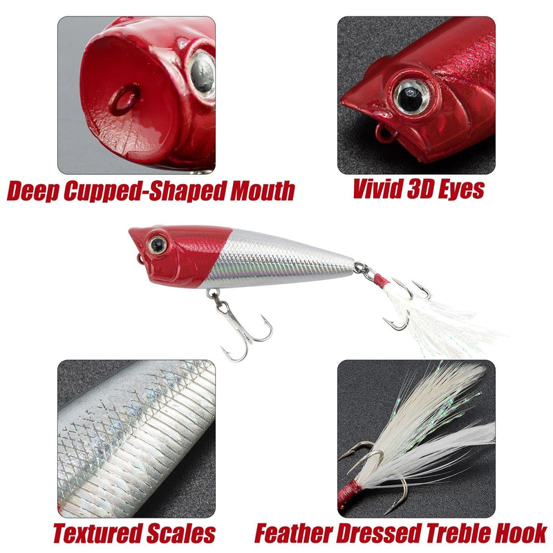 Dr.FisH 5pcs Topwater Popper Lures Kit - Dr.Fish Tackles