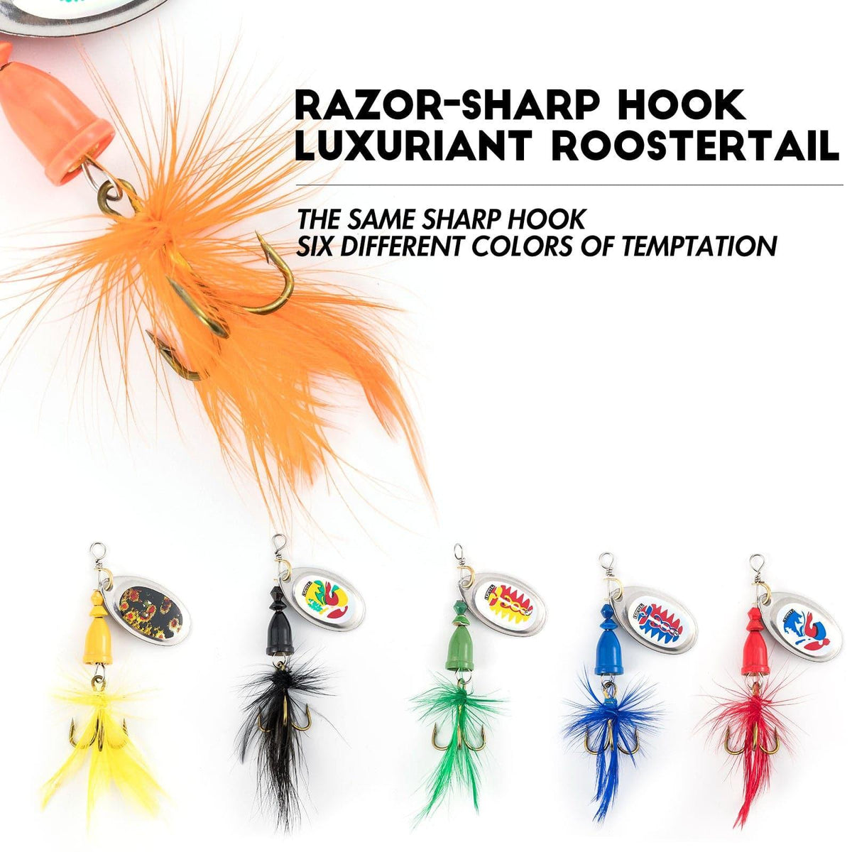 Dr.Fish 6/12pcs Roostertail Spinners Set - Dr.Fish Tackles