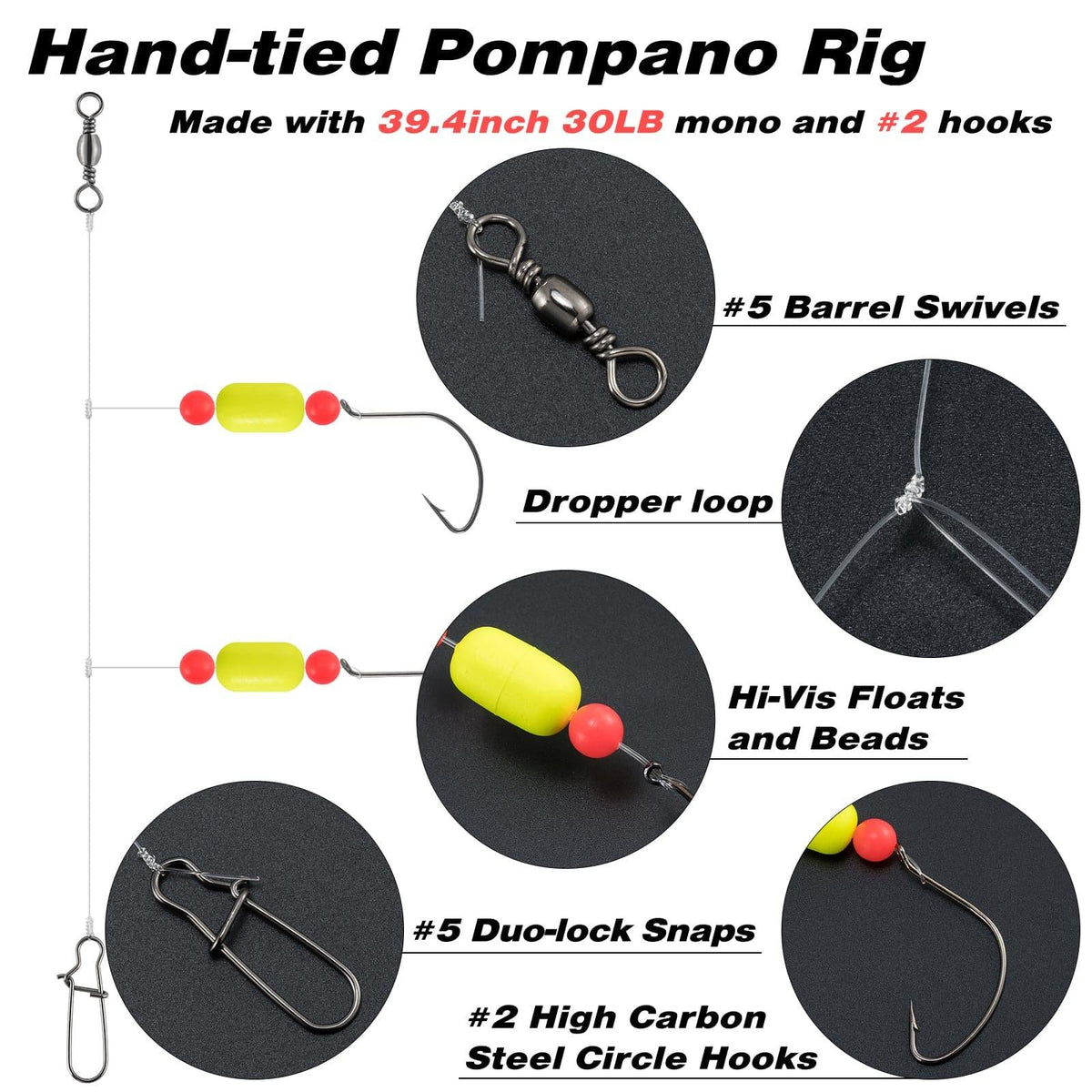 Dr.Fish 5 packs Surf Fishing Pompano Rigs - Dr.Fish Tackles