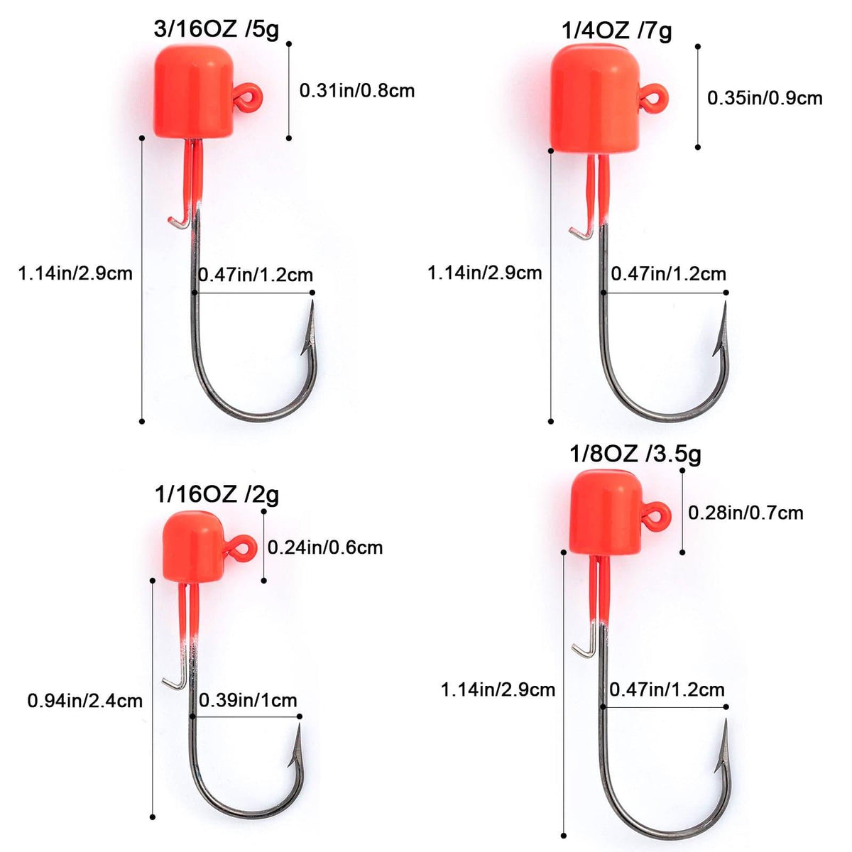 Dr.Fish Mushroom Worm Jig Heads 1/16oz-1/4oz - Dr.Fish Tackles