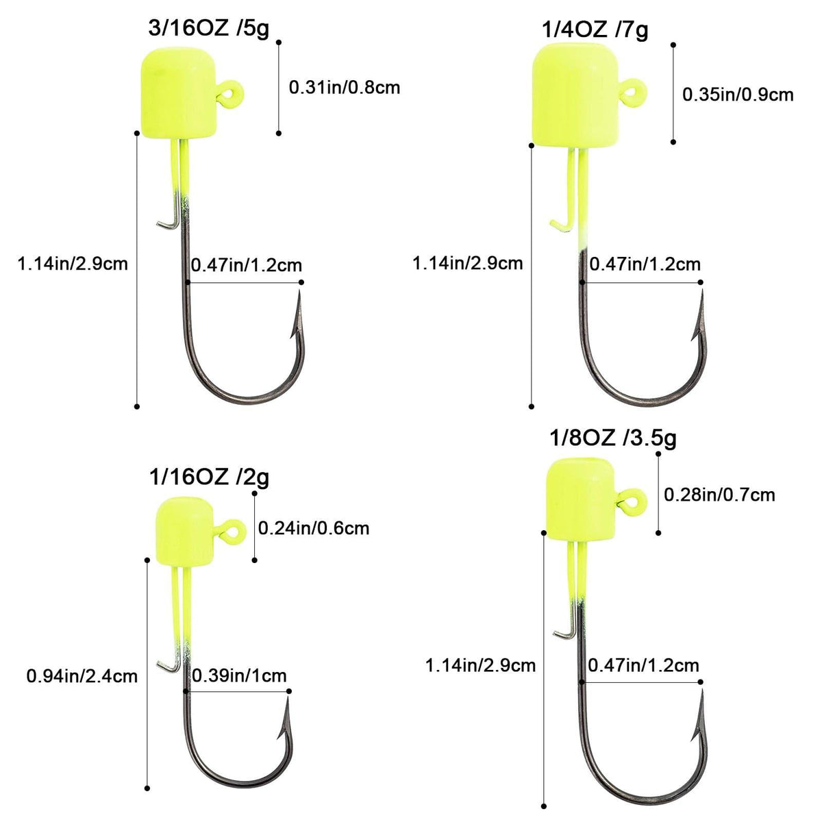 Dr.Fish Mushroom Worm Jig Heads 1/16oz-1/4oz - Dr.Fish Tackles