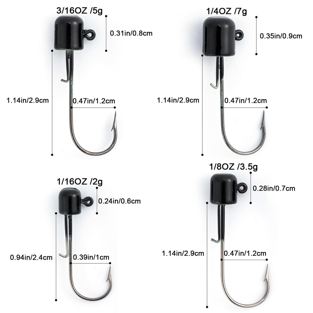 Dr.Fish Mushroom Worm Jig Heads 1/16oz-1/4oz - Dr.Fish Tackles