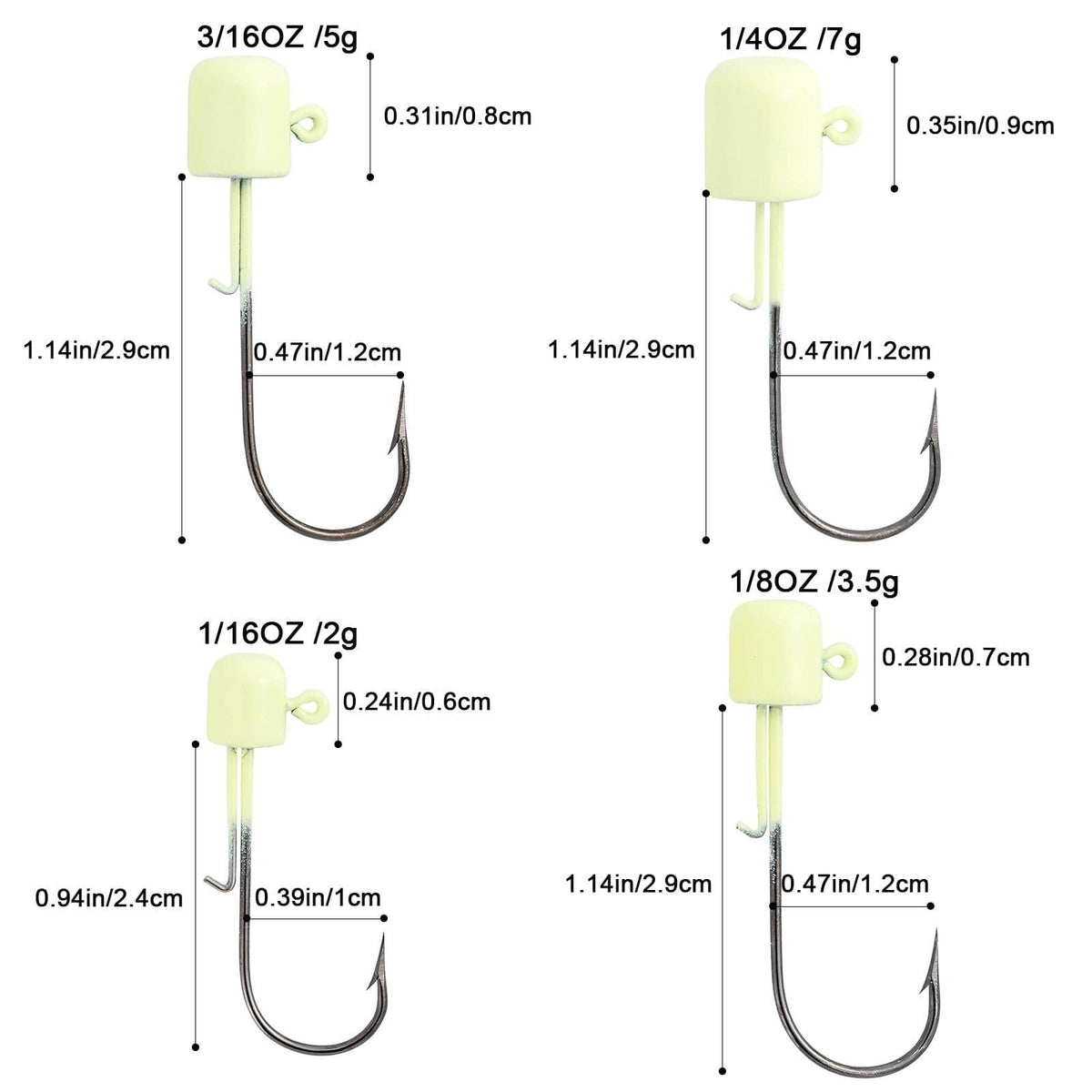 Dr.Fish Mushroom Worm Jig Heads 1/16oz-1/4oz - Dr.Fish Tackles