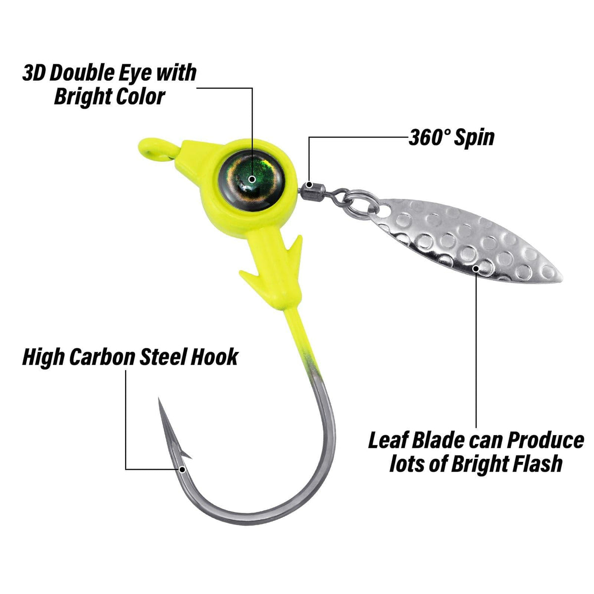Dr.Fish 10pcs Crappie Underspin Jig Heads 1/8oz-3/8oz - Dr.Fish Tackles