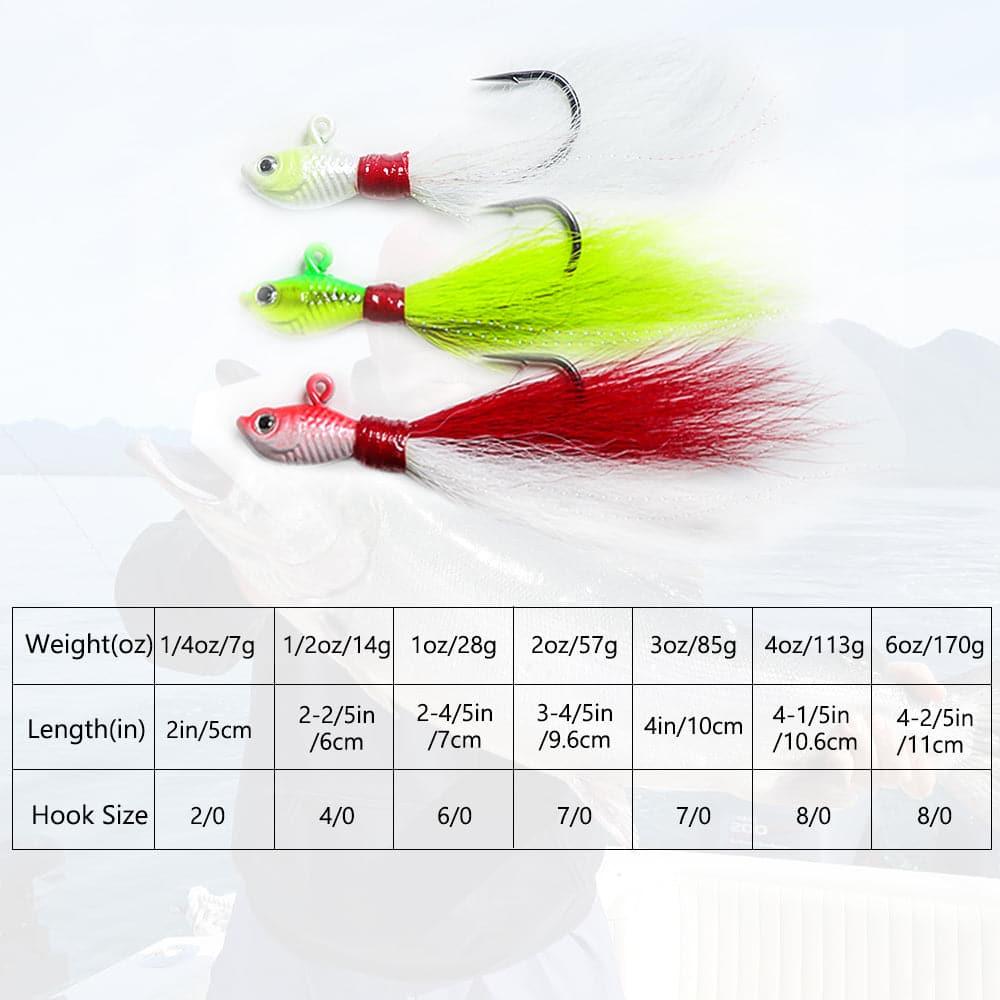 Dr.Fish 3pcs Bucktail Jigs 1/2oz-2oz