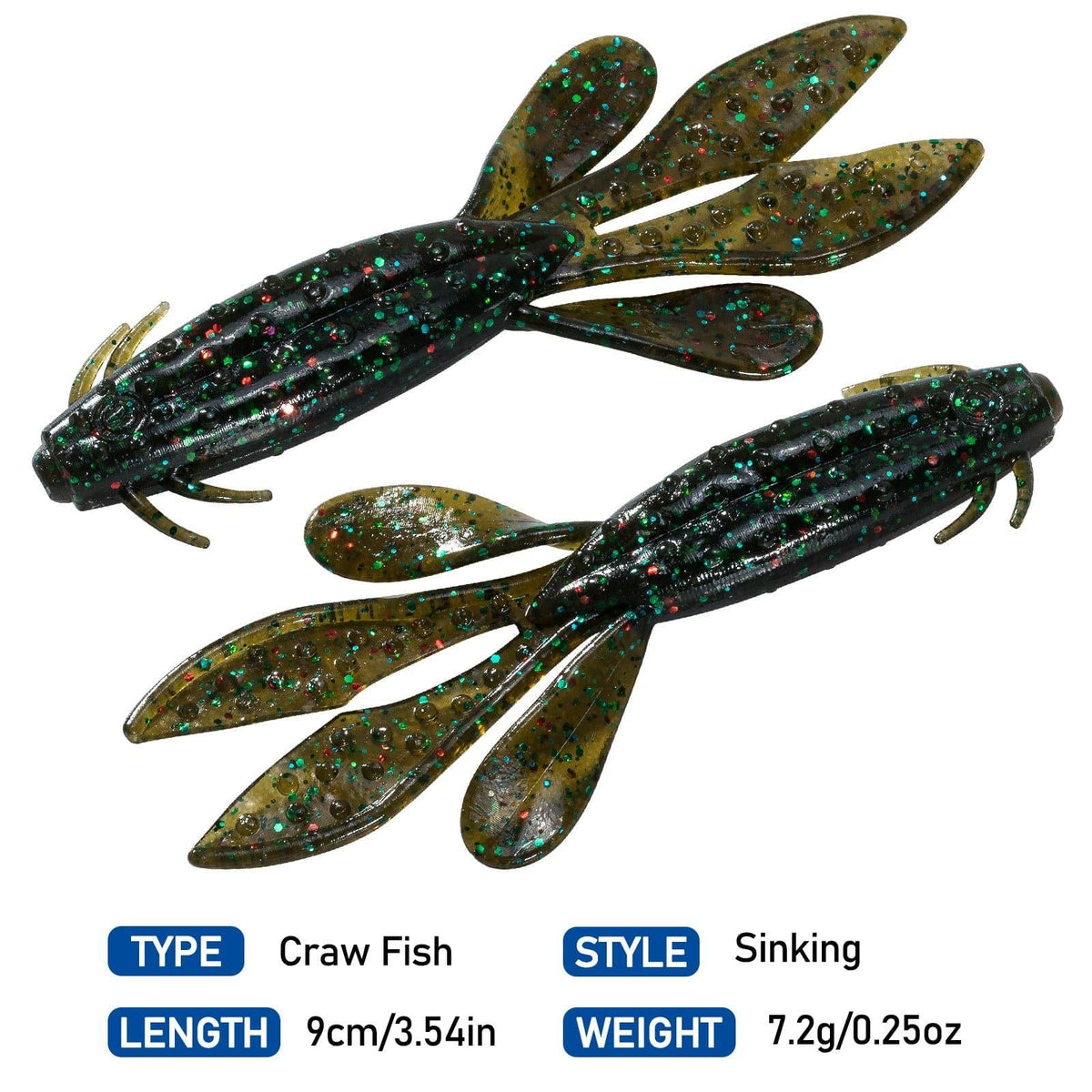 Dr.Fish Sinking Soft Crawfish Flapper 3.54'' - Dr.Fish Tackles