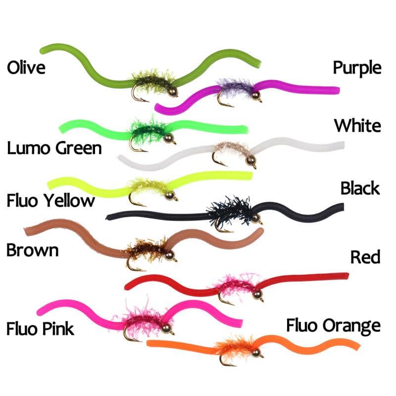 Dr.Fish 10pcs Squirmy Wormy Flies - Dr.Fish Tackles