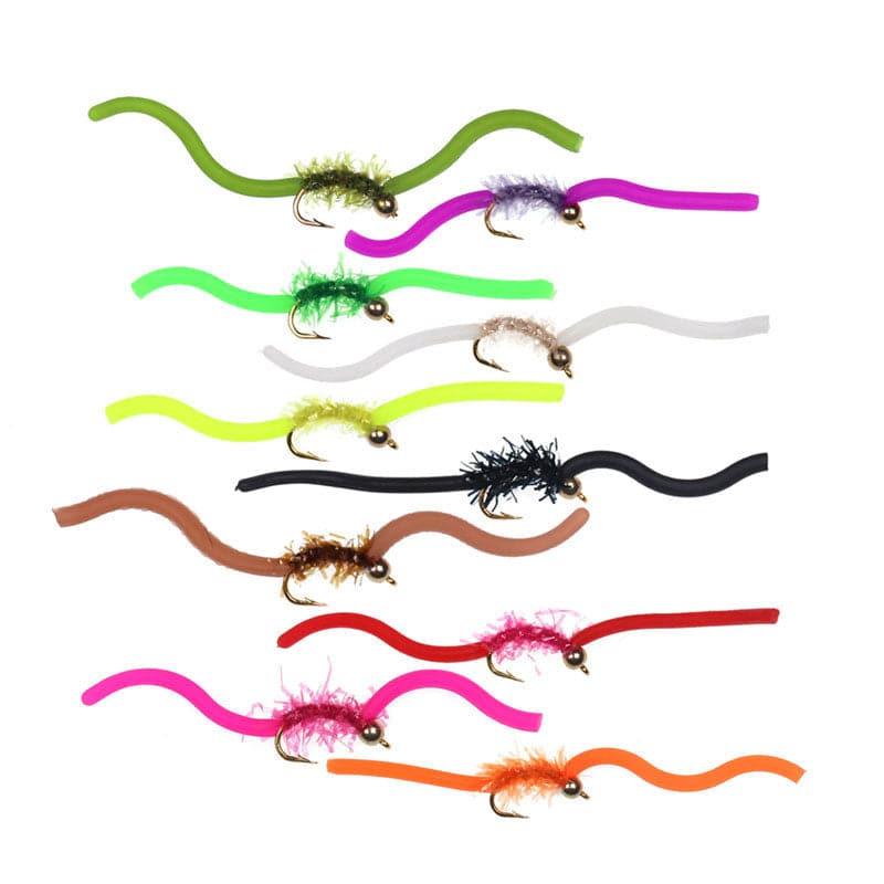Dr.Fish 10pcs Squirmy Wormy Flies - Dr.Fish Tackles
