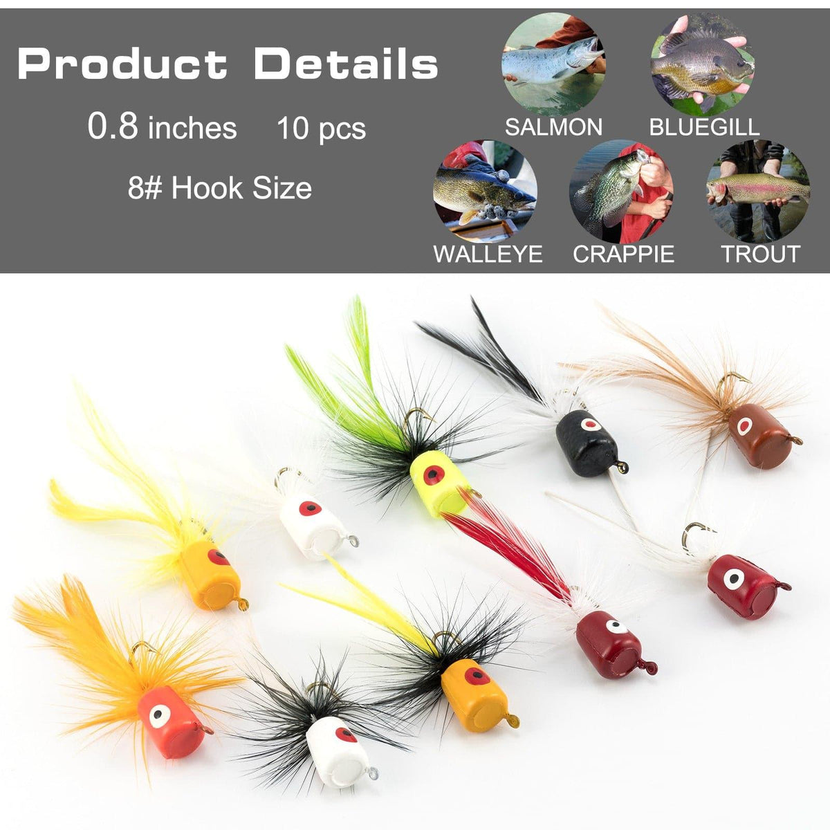 Dr.Fish 5/10pcs Fly Fishing Poppers Kit - Dr.Fish Tackles