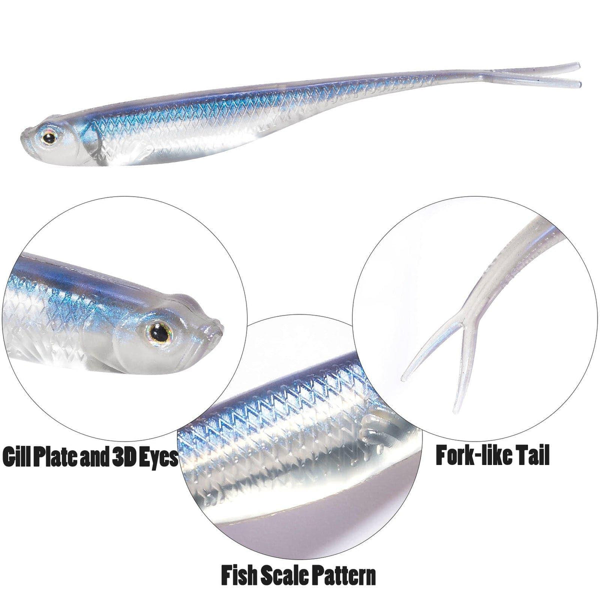 Dr.Fish Fluke Tail Soft Swimbaits 2.9''-4.7'' - Dr.Fish Tackles