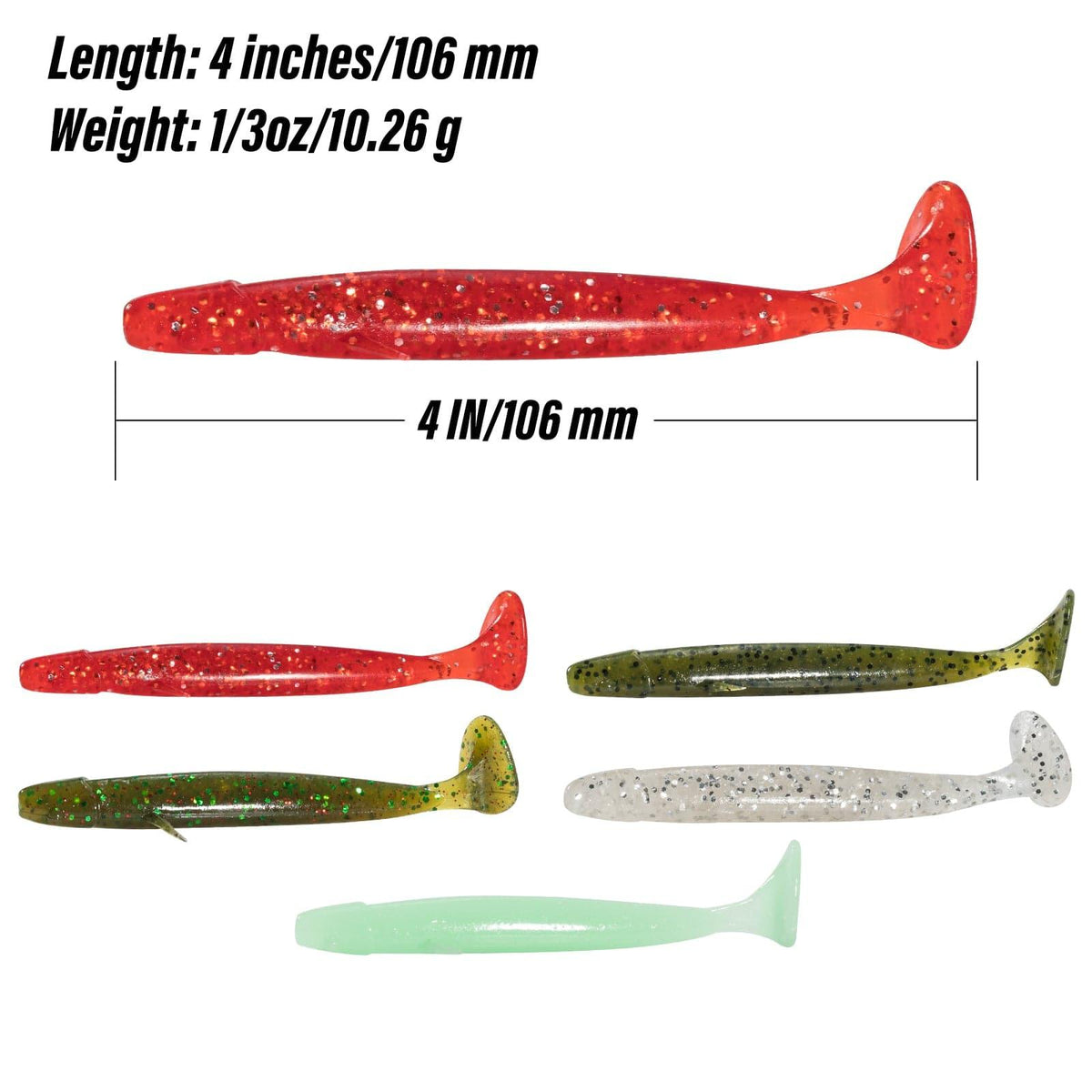 Dr.Fish 8pcs Soft Baits 4'' Glow in the Dark - Dr.Fish Tackles