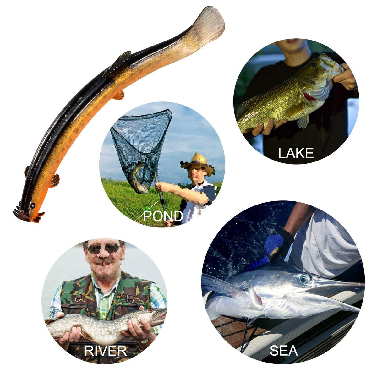 Dr.Fish 5pcs Artificial Loach Soft Baits 3.9'' - Dr.Fish Tackles