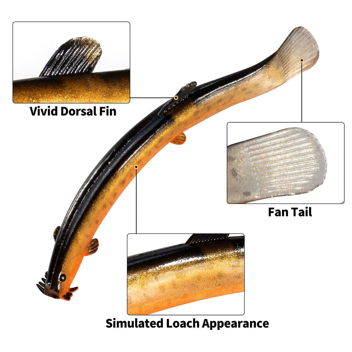 Dr.Fish 5pcs Artificial Loach Soft Baits 3.9'' - Dr.Fish Tackles