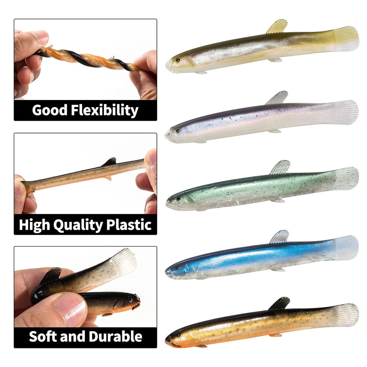 Dr.Fish 5pcs Artificial Loach Soft Baits 3.9'' - Dr.Fish Tackles