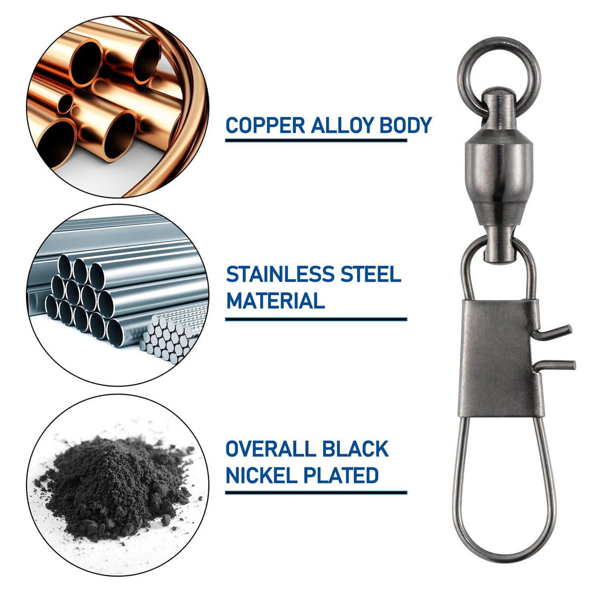 Dr.Fish 30pcs Ball Bearing Swivels Snaps 17-79Lb - Dr.Fish Tackles