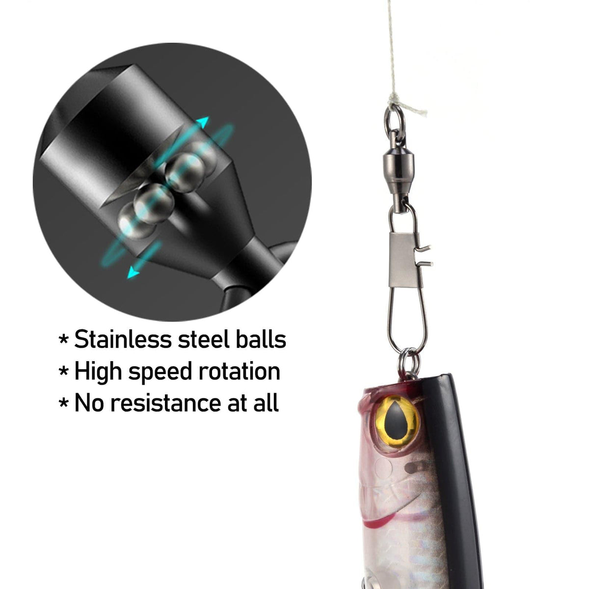 Dr.Fish 30pcs Ball Bearing Swivels Snaps 17-79Lb - Dr.Fish Tackles