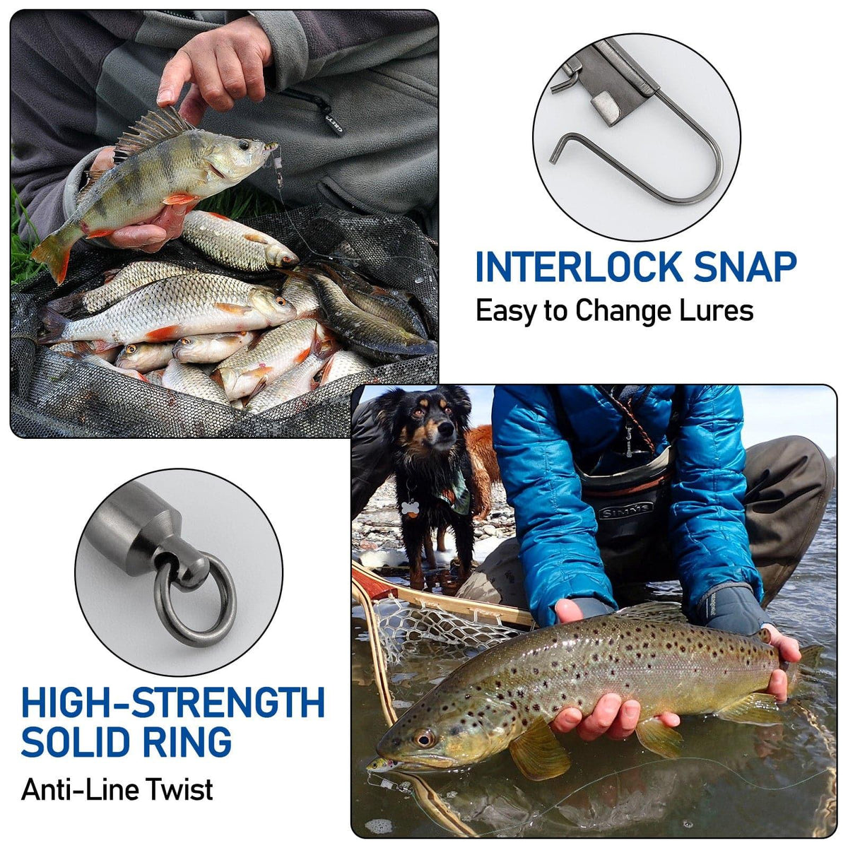 Dr.Fish 30pcs Ball Bearing Swivels Snaps 17-79Lb - Dr.Fish Tackles