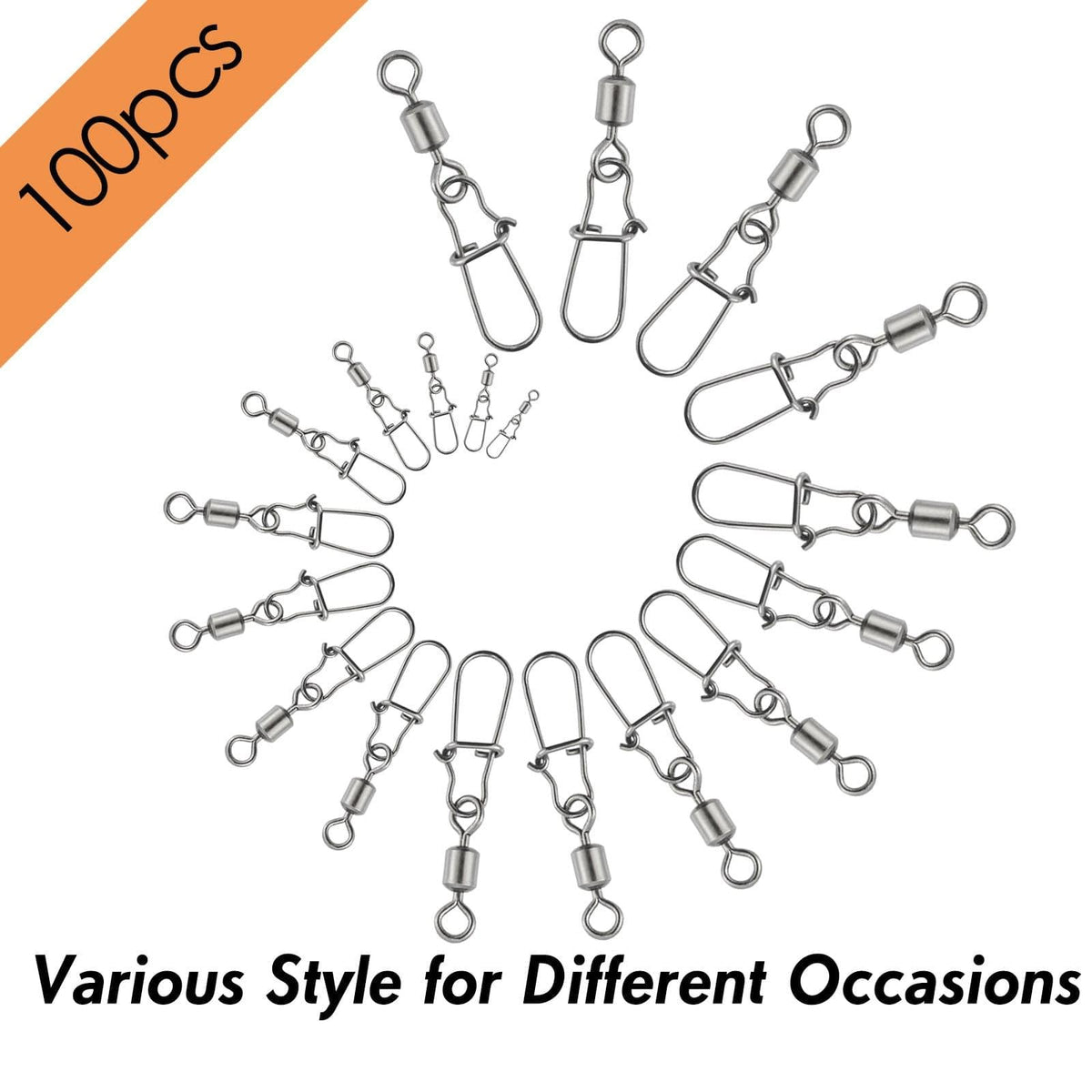 Dr.Fish 100pcs Rolling Swivels with Duolock Snaps Kit - Dr.Fish Tackles