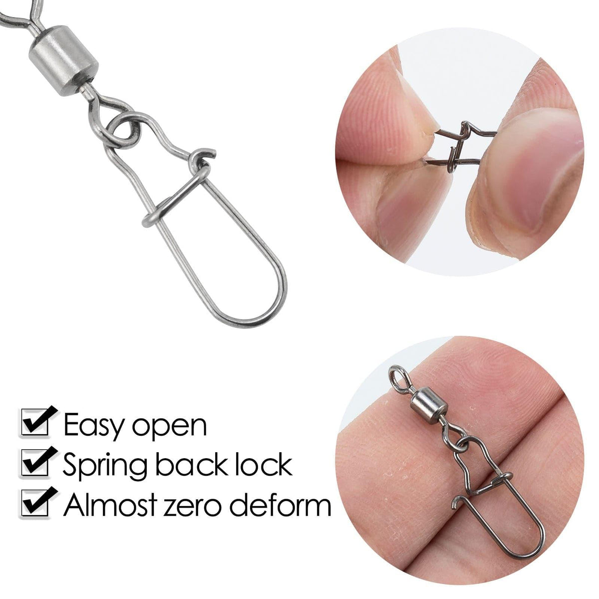 Dr.Fish 100pcs Rolling Swivels with Duolock Snaps Kit - Dr.Fish Tackles