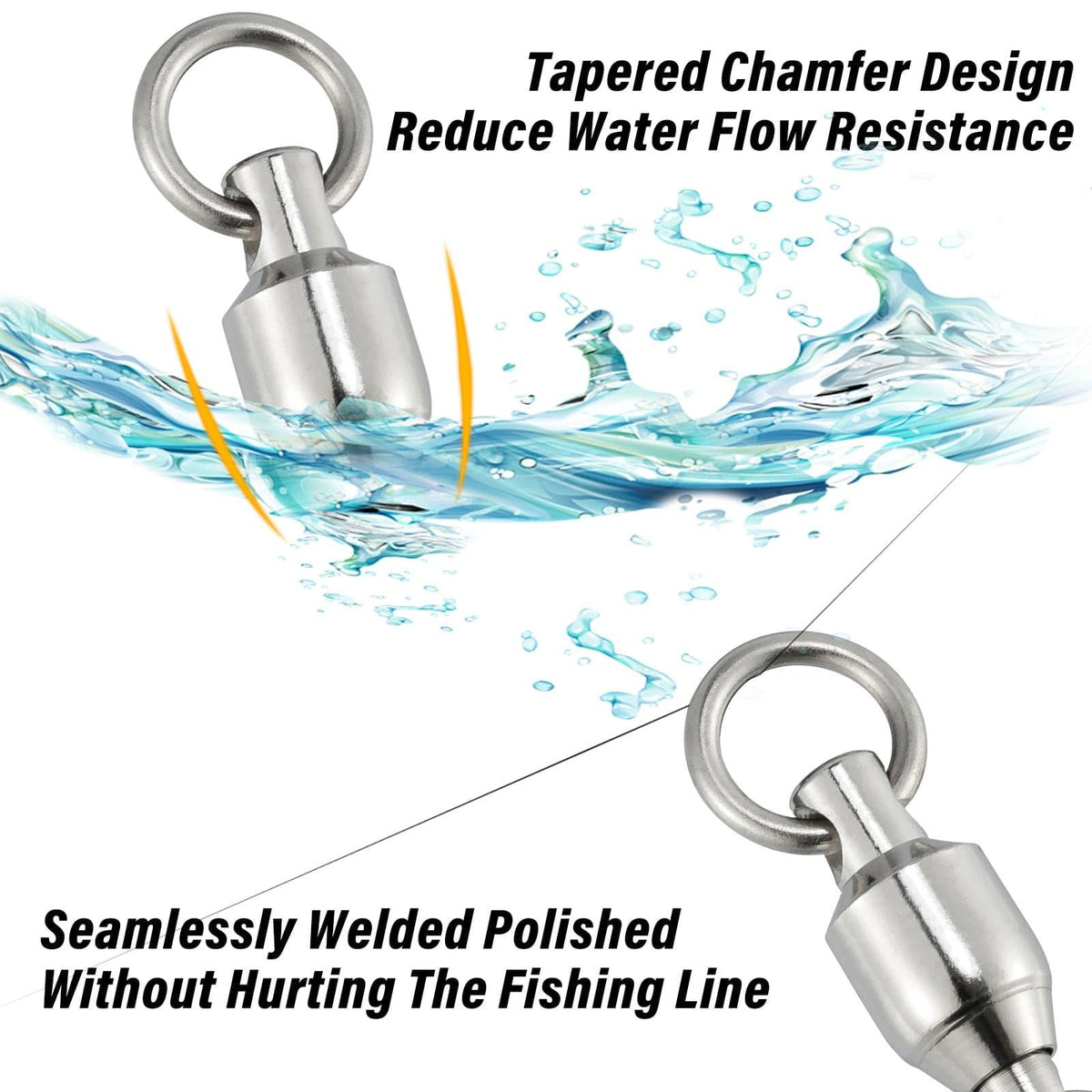 Dr.Fish 20pcs Ball Bearing Swivels with Quick Snap 44-176lb - Dr.Fish Tackles