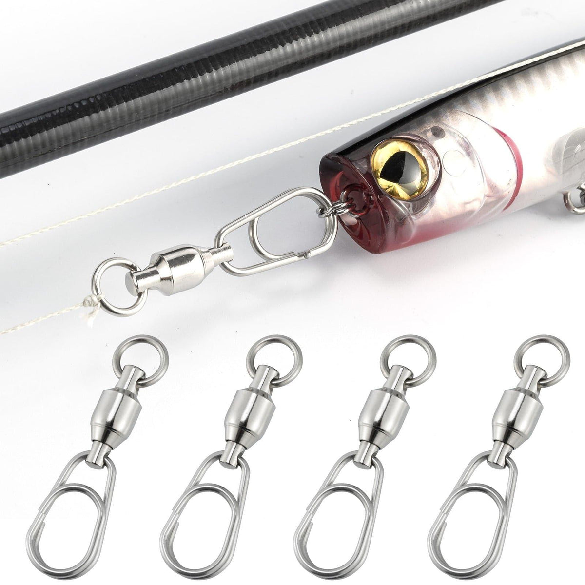 Dr.Fish 20pcs Ball Bearing Swivels with Quick Snap 44-176lb - Dr.Fish Tackles