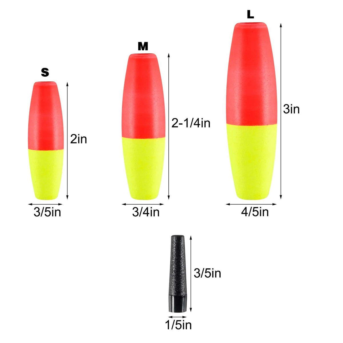 Dr.Fish 10pcs Cigar Peg Floats 3 Sizes - Dr.Fish Tackles