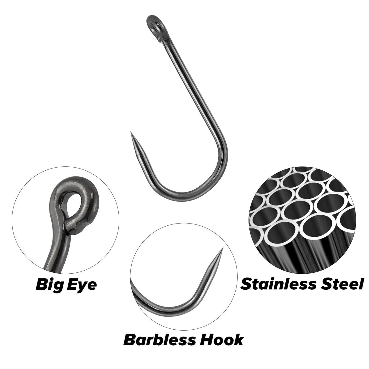 Dr.Fish 50pcs Eyed Barbless Hooks - Dr.Fish Tackles