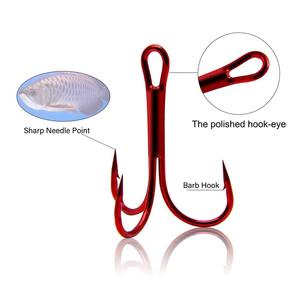 Dr.Fish 60pcs Treble Hooks Red #10 to #1 - Dr.Fish Tackles