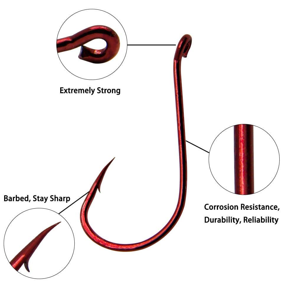 Dr.Fish 100pcs Red Octopus Hooks #2 to 5/0 - Dr.Fish Tackles