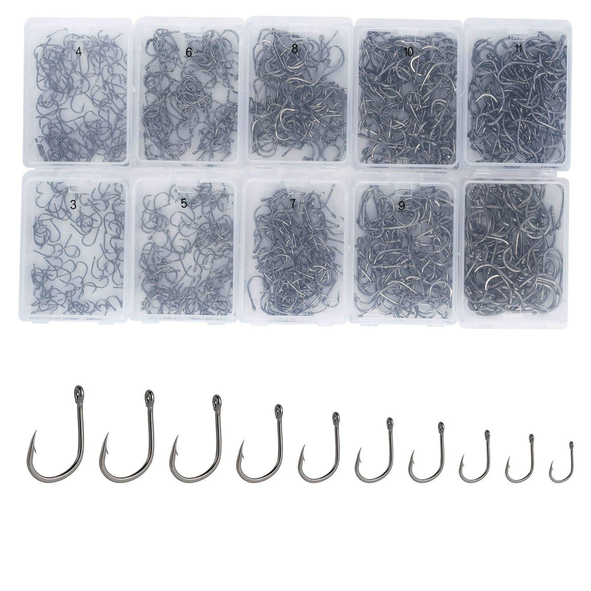 Dr.Fish 1000pcs Black Fishing Hooks Kit - Dr.Fish Tackles
